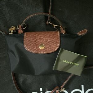 Longchamp Mini Bag (Black/Brown & Gold)